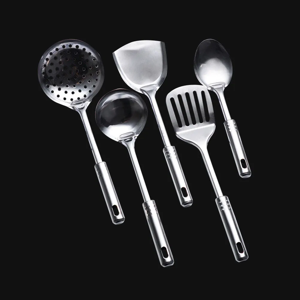 5 Pcs Multifunctional Kitchen Utensil Set Stainless Steel Spoons Shovel Spatula Cooking Tools Kitchen Supplies