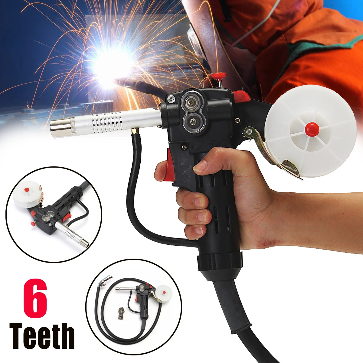 

Toothed 6 Feet MIG Welding Spool Gun Push Pull Feeder Aluminum Steel Welding Torch +2m Wire Cable