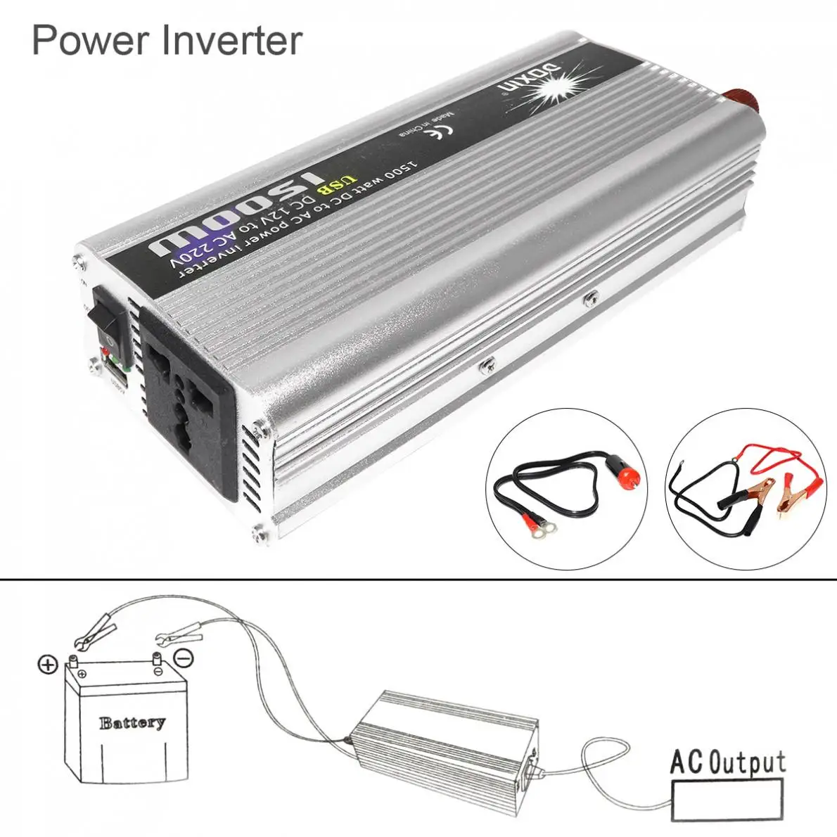 US $38.86 1500w Car Power Inverter Dc 12v 24v To Ac 220v 110v Usb Power Charger Converter Car Inverter Peak Power 3000w