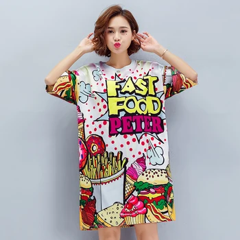 

#1669 Streetwear Short Sleeve Long T Shirt Women Oversized Loose 3d Print O-neck Korean Fashion Harajuku T-Shirt Femme Summer