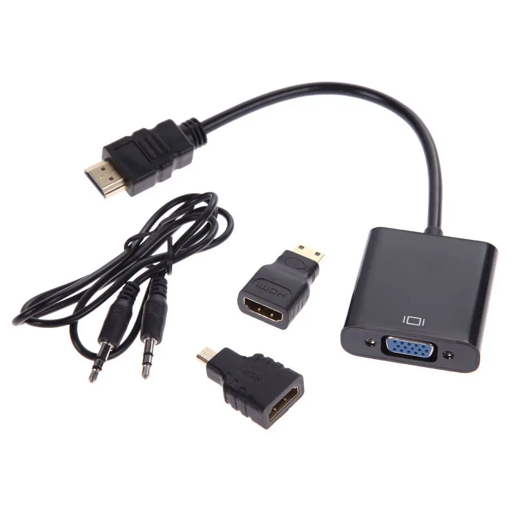 OPQ-1080P Micro-HDMI/Mini HDMI/HDMI в VGA конвертер адаптер с аудио-видео кабель