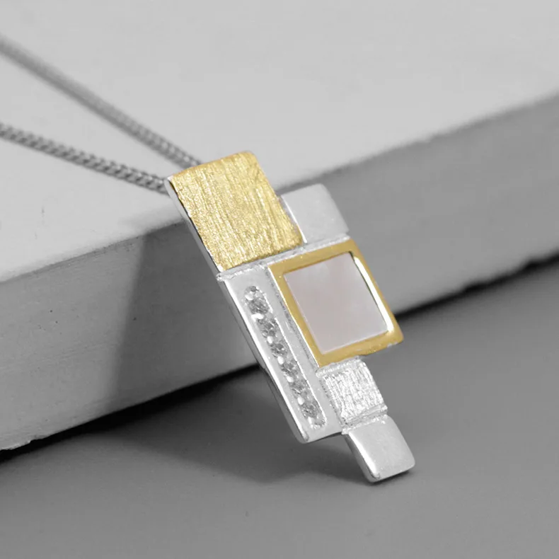 

Acecare silver pendant 925 pure silver scattered square pendant originality The expression of the window without chain 2019