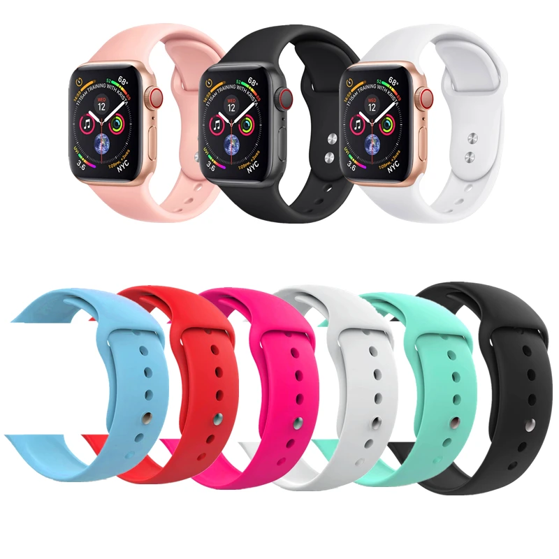 

42MM/44MM iWatch Band Soft Silicone Replacement Sport Wristband Watch Band Strap Wristband Accessories for iWatch Series 4 3 2 1