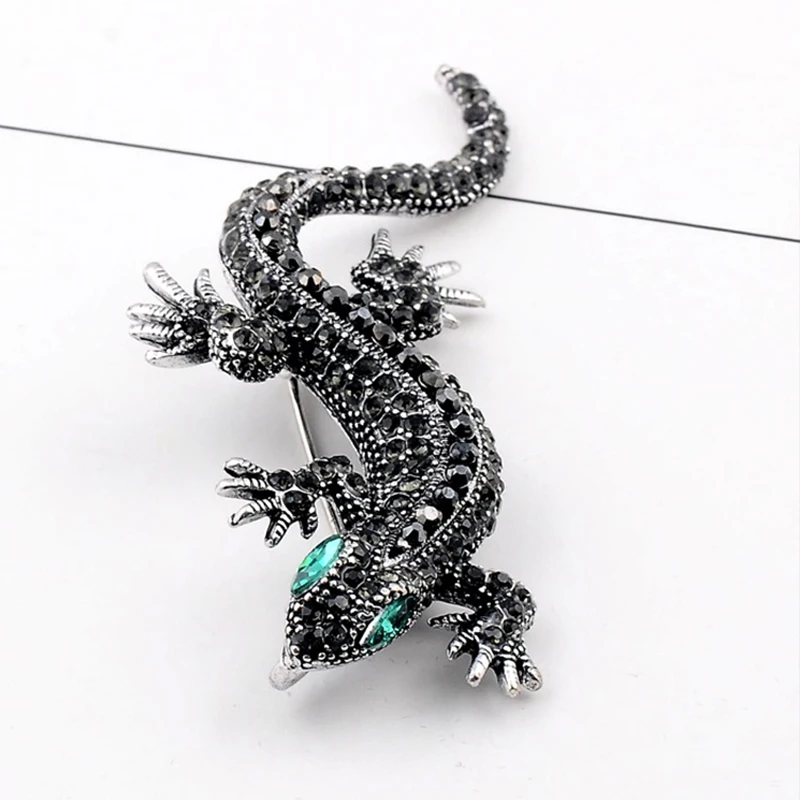

Hot personality Lizard Brooches For Women Enamel Skirt Rhinestones Crystal Business Suit Pins Sweater Fashion Jewelry