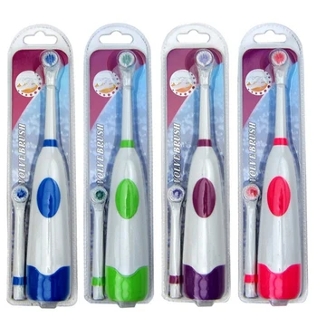 

Automatic Adult Rotating Electric Toothbrush Kids Replacement Heads Ultrasonic Rotary Tooth Brush With 2 Heads Battery Operated