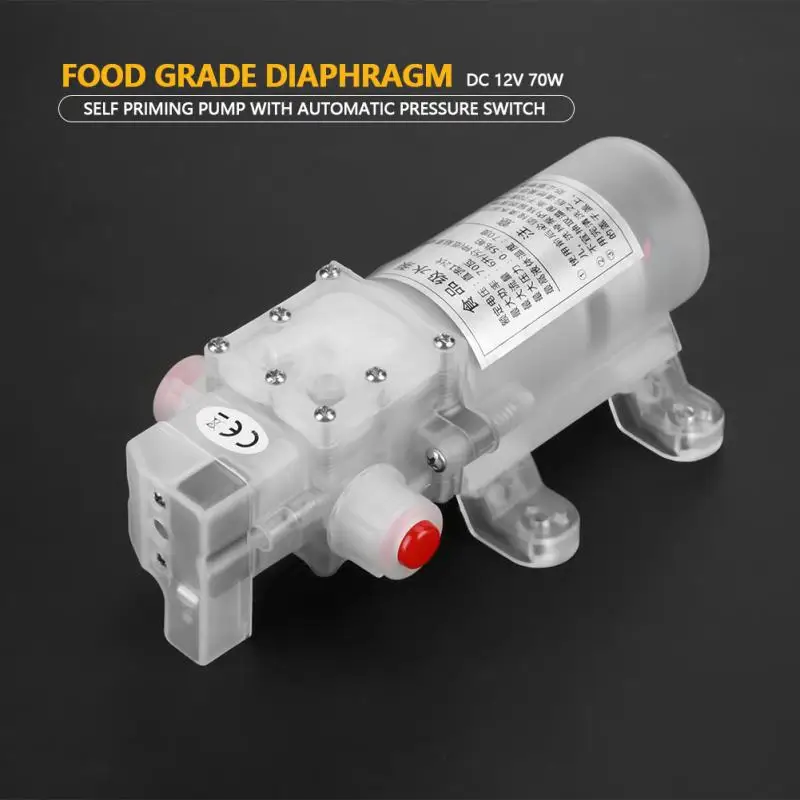 

Hot Diaphragm Water Pump DC 12V 70W Food Grade Self-priming Diaphragm Water Pump with Switch