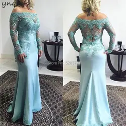 YNQNFS M07 атлас с открытыми плечами одежда с длинным рукавом Русалка Кружева Vestido торжественное платье Для женщин Элегантный 2019 Мать невесты