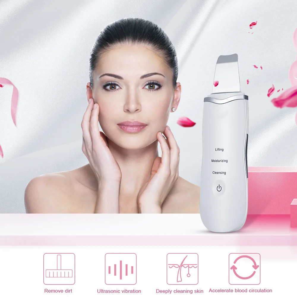 Ultrasonic Rechargeable Face Skin Scrubber Facial Cleaning Multiple