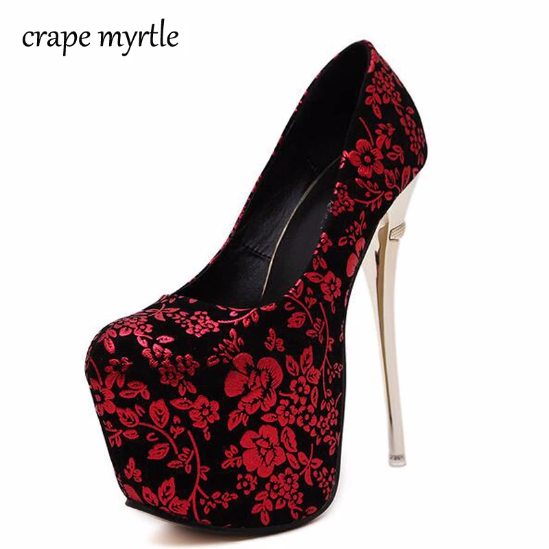 

women's shoes with heels wedding shoes 16cm womens heels Platform pumps small size high heel shoes sexy heels flower pumps YMA73