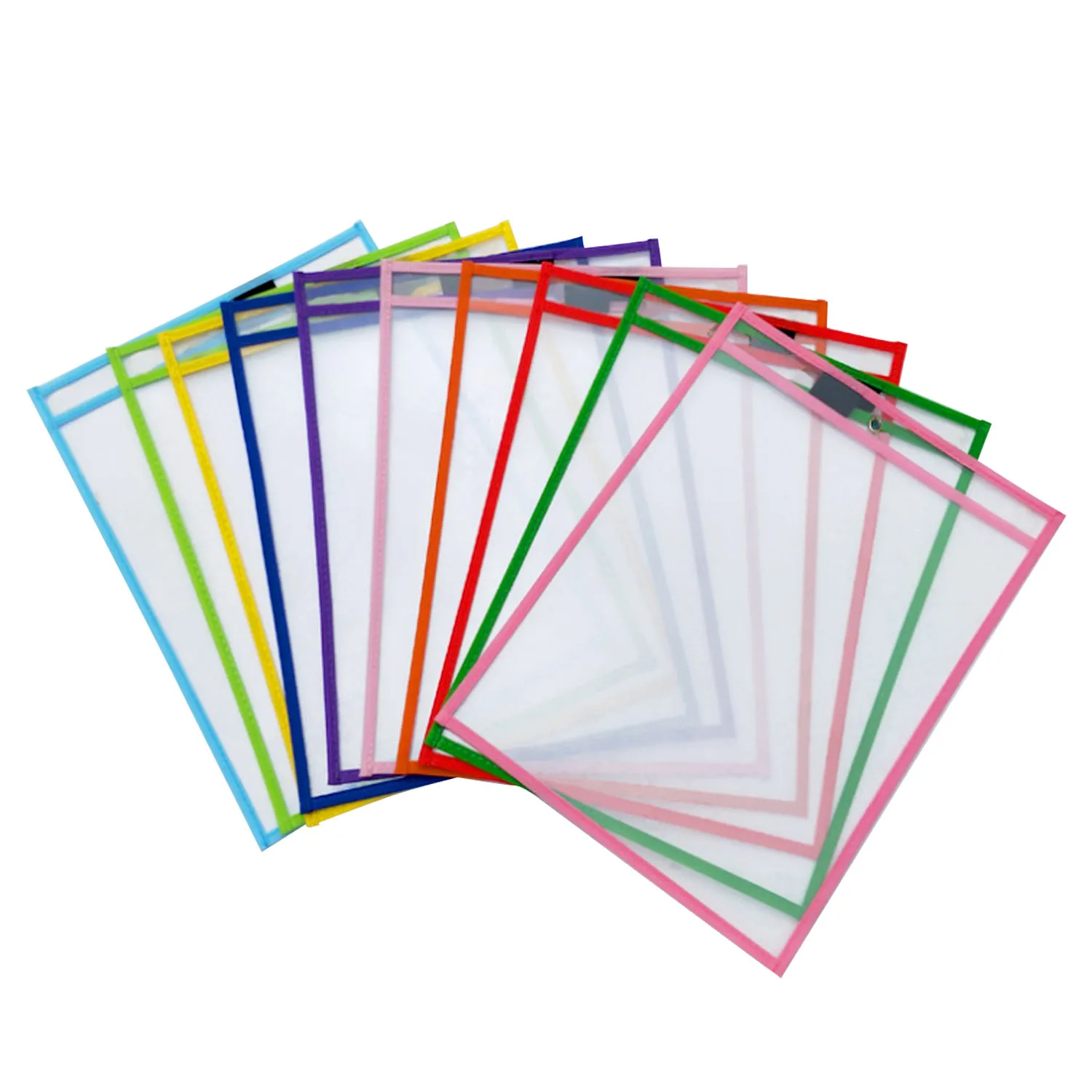 

10PCS Reusable PVC Dry Erase Pockets Sleeves Sheet Protectors with Pen Holder for Kids Children Students School Classroom