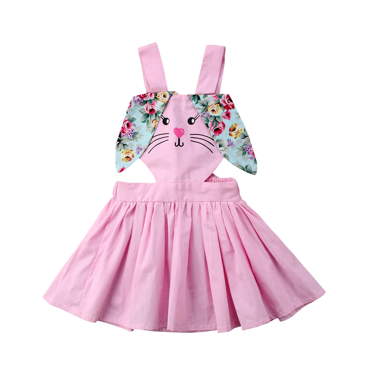 

Cute Kids Baby Girls Easter Bunny Ears Dress Cotton Sleeveless Backless High Waist Outfit Costume Mini Dresses