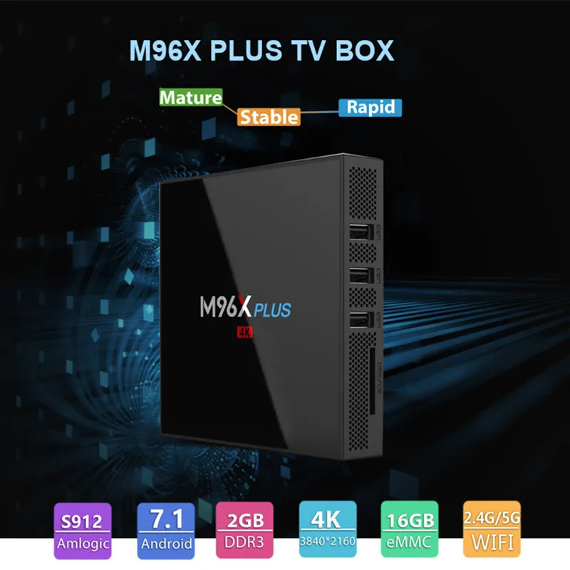 M96X плюс ТВ BOX Amlogic S912 Andriod7.1 2 Гб Оперативная память 16 Встроенная 4G + 5G Wi Fi 1000 Мбит/с