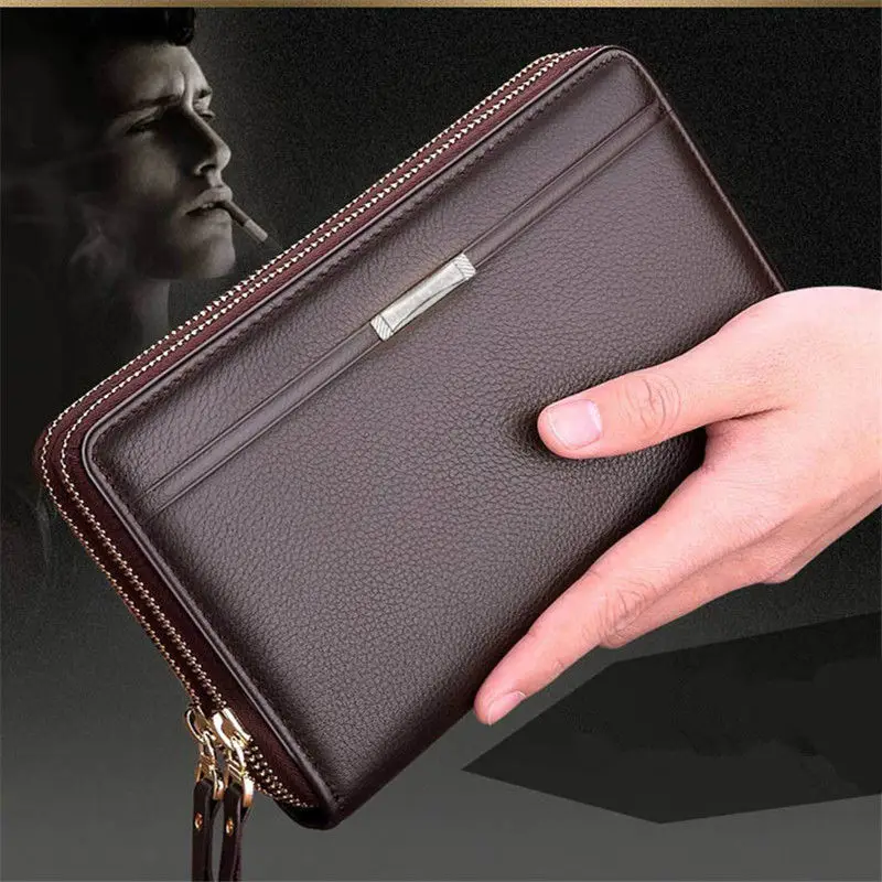 

Men's Business Clutch Bag PU Leather Handbag Wallet Purse Mobile Phone Bag