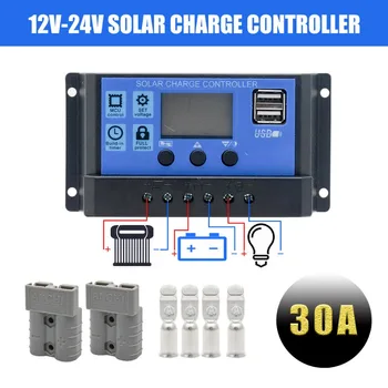 

LCD Display PWM Solar Panel Regulator Charge Controller & Timer PWN Mobile camper accessories 30A 12V/24V
