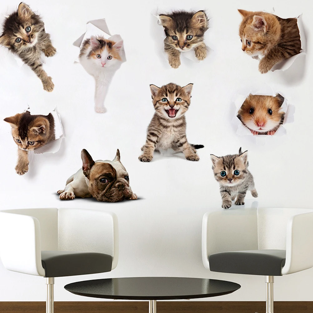

Cute 3d Cats Wall Sticker Cartoon Animal Toilet Stickers Decals On The Toilet Seat Bathroom Refrigerator Door Decor