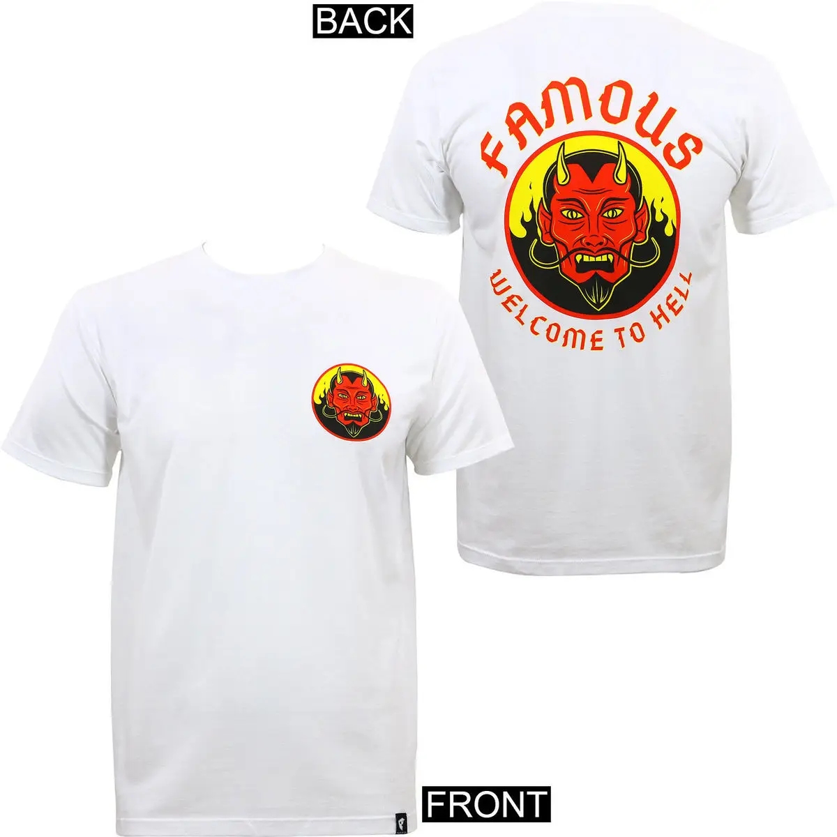 FAMOUS STARS & STRAPS Welcome To Hell T-Shirt White S M L XL 2XL 3XL NEW Men T Shirt Men Clothing Plus Size Top Tee