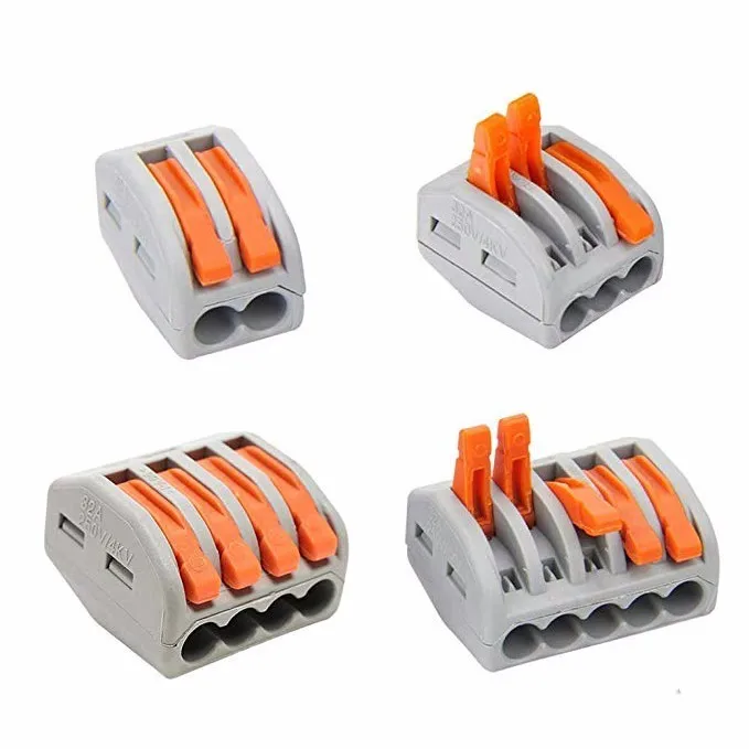 

100pcs mini fast wire Connectors Universal Compact Wiring connector push-in lever Terminal Block PCT-212 213 214 215