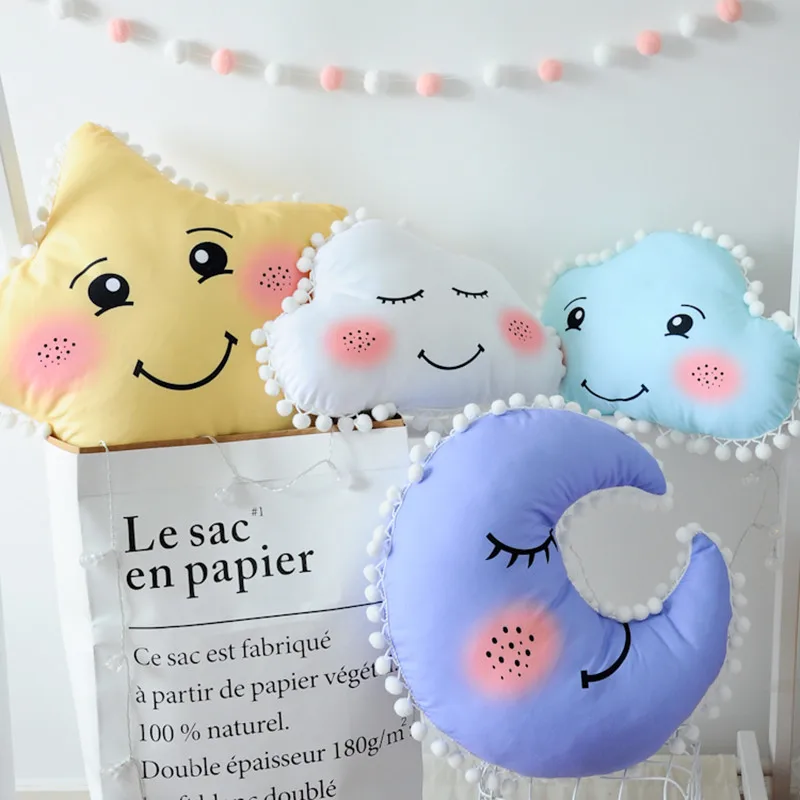 

Lovely Sky Series Pillow Stuffed Moon, Star and Clouds Plush Toys Soft Cushion Nice Sofa Pillow Kawaii Christmas Gift for Girl