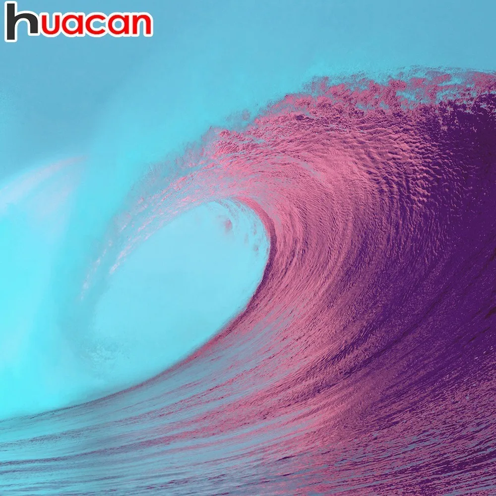 

HUACAN 5D DIY Diamond Painting Landscape Paint With Diamonds Mosaic Sea Wave Picture Of Rhinestone Scenery Decor Home