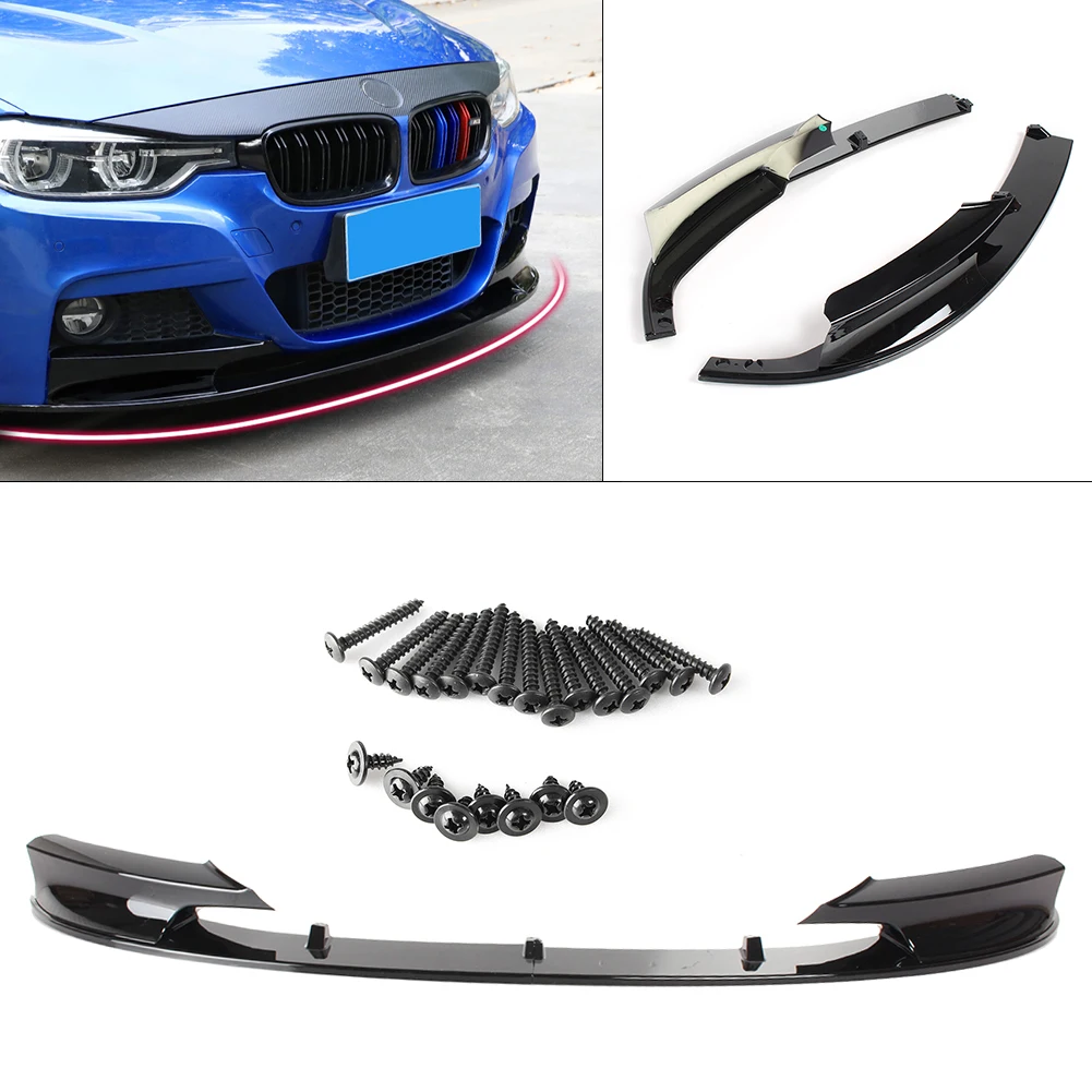 

Front Bumper Lip For BMW F30 3 Series M Style 2012 2013 2014 2015 2016 2017 2018 Automobile Accessories 2pcs Glossy Black Style