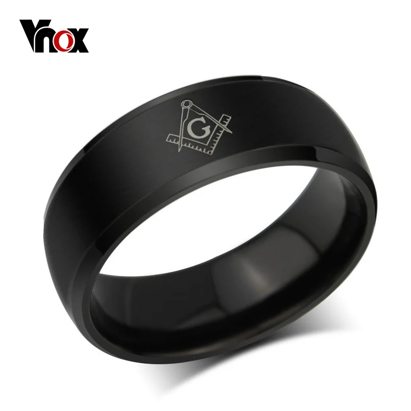 

Vnox Men's Masonic Ring for Best Friend Black Stainless Steel Party Jewelry