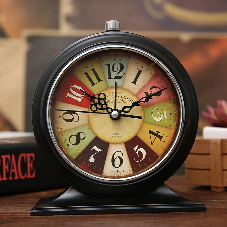 2017 Vintage 3D Metal Jow Alarm Clock Double Bell Desk Clocks Twin Ring