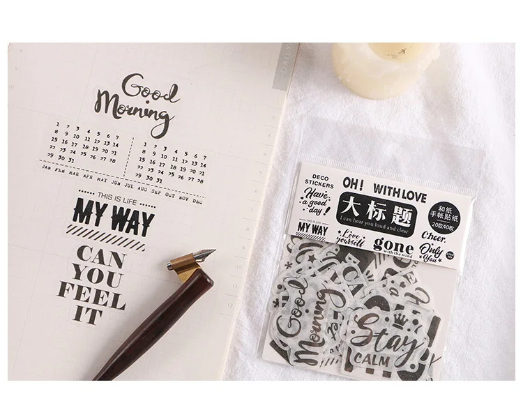 Diary Scrapbook Bullet Journal Stickers For Planner Letter Words Custom Stickers Thank You Hello Seal Label Title Box Stationary