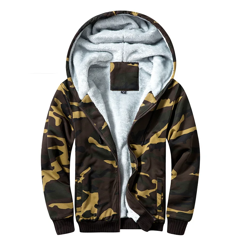 

2019 Autumn Winter Men's Jacket Hooded Coat Camouflage Hoodies Army Green Mens Clothing Fleece Male Sweatshirts Size S-XXL