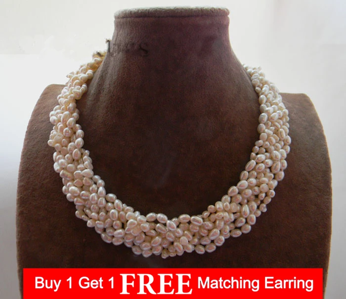 

LiiJi Unique 18'' White Rice Baroque Freshwater Pearl Necklace