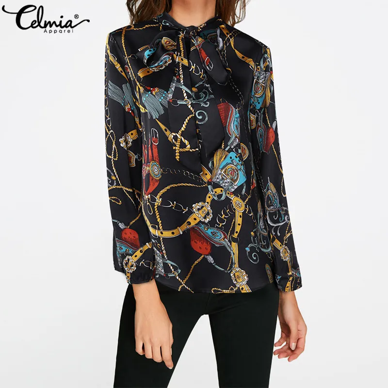 2019 Elegant Leopard Print Blouse Women Button Long Sleeve