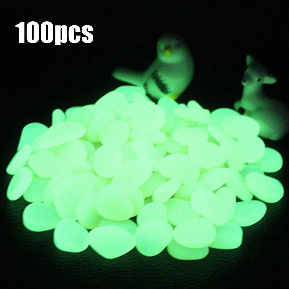 

100pcs Glow in the Dark Garden Bright Pebbles for Garden and Garden Decor Luminous Stones Glowing Stones Garden Decoration