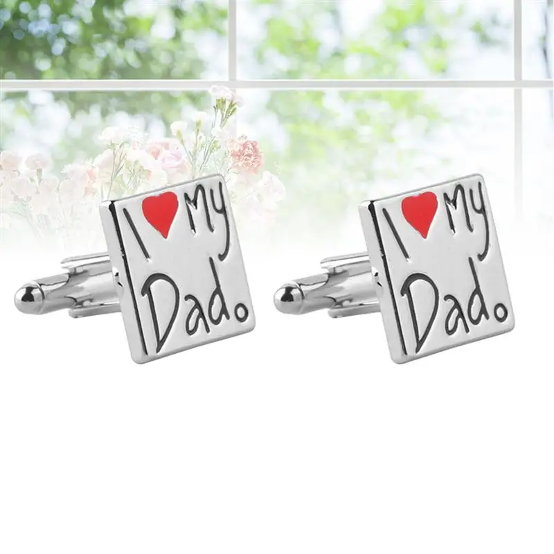 Вечерние запонки для отца I Love My Dad 2 шт. квадратные из сплава мужские папы белые