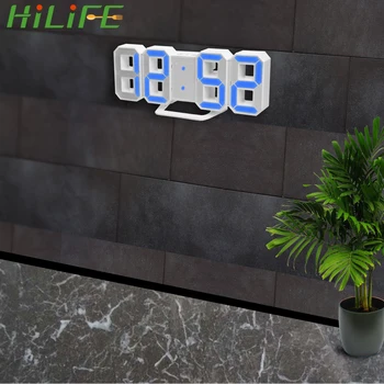 

3D LED Wall Clock Modern Digital Display Table Desktop Alarm Clocks 24 / 12 Hours For Home Living Room Office Nightlight
