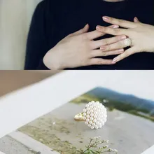 1pc New Cute Adjustable White Flower Imitation Pearl Mushroom Ring Fashion Jewelry 1pc New Cute Adjustable White Flower Imitation Pearl Mushroom Ring Fashion Jewelry