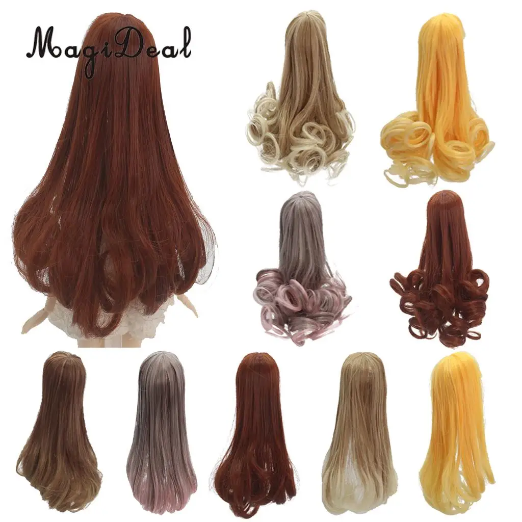 25cm Multicolor Long Straight Wig Hair for Girl Doll DIY Making Accessory