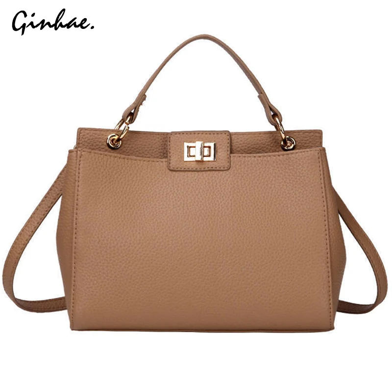 

2019 Luxury Litchi Handbags For Women Large Capacity Messenger Bags Leather Shoulder bags Solid Crossbody bags Casual Sac A Main