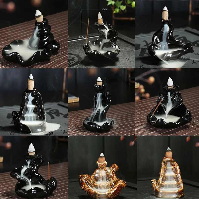 

Backflow Incense Creative Buddhist Supplies Ceramic Burner Lotus Holder Censer Home Furnace Ornaments Aromatherapy Smoke 1Pcs