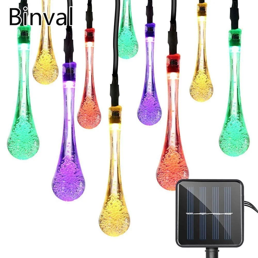 

Binval Solar Christmas Decorative String Light Water Drop Fairy Light for Outdoor Indoor Home Patio Lawn Garden Party Wedding