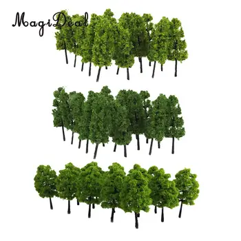 

40x Model Train Railway Scenery Building Green Tree Models HO Z Scale Layout for Diorama Wargame