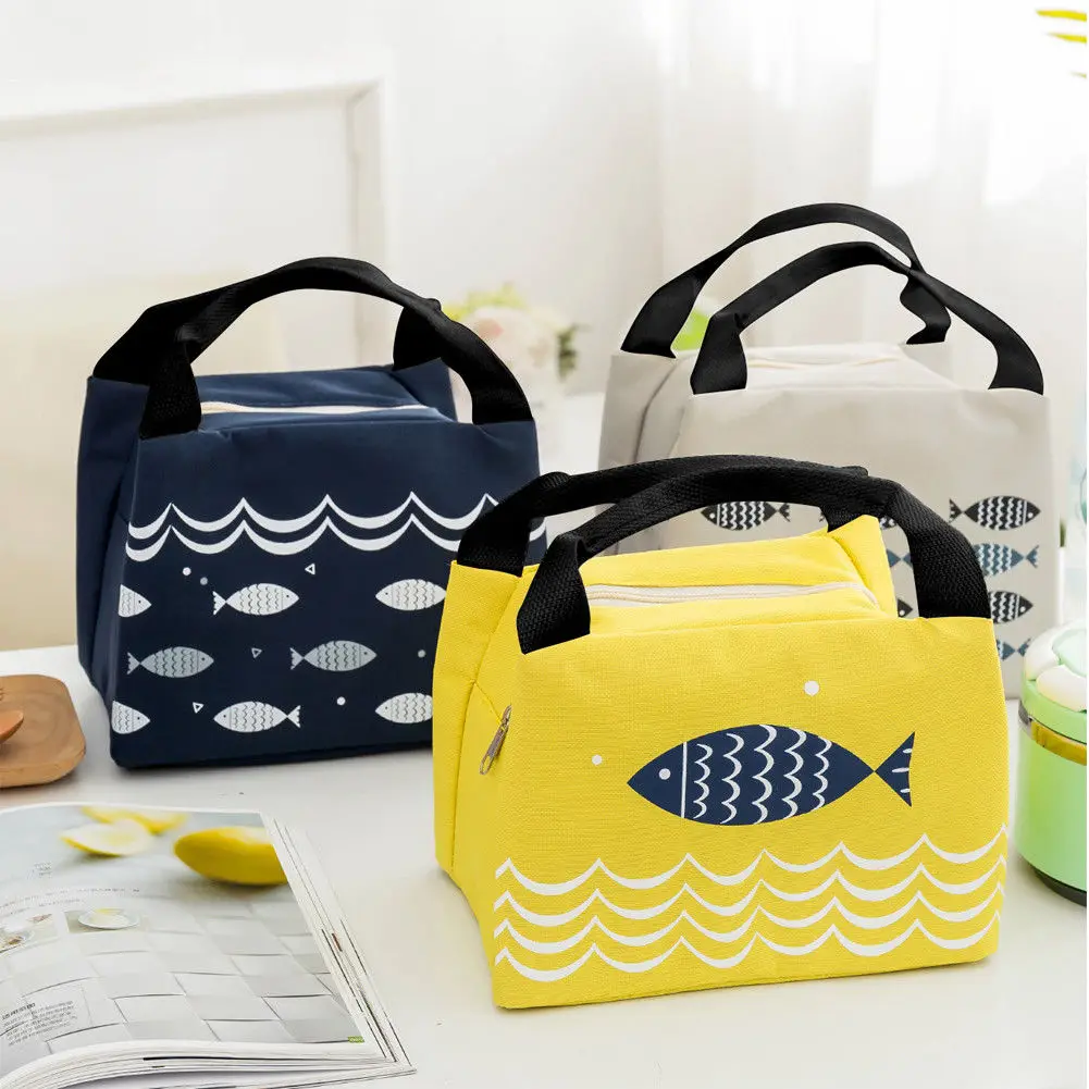 الكرتون الأسماك المحمولة معزول الحرارية برودة بينتو علب الاغذية حمل نزهة حقيبة التخزين الحقيبة المدرسة ونتشبوكس حقيبة