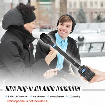 

BOYA Mic Accessories LCD Display XLR Connection Compatiable 48-Channel Plug-On Transmitter With For BOYA BY-WM8/BY-WM6 Receiver