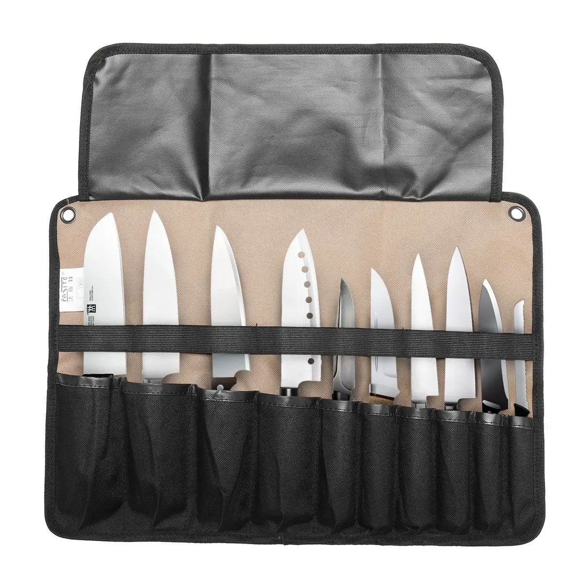 

Chef Knife Bag Roll Bag Carry Case bag Kitchen Portable Storage 10/21 P ockets Black Coffee