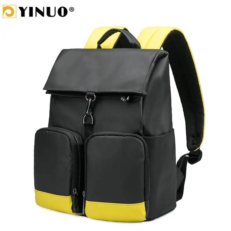 

YINUO Multifunction Fashion Panelled Backpack Men 13inch 15inch Laptop Backpack Waterproof High Capacity Travel Bag Side Zipper