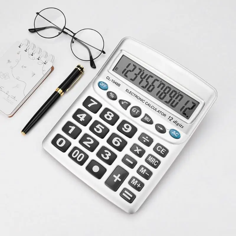

Portable 12 Digit Calculator Large Display Big Button Calculating Tools Students School Office Desktop Finance Students Supplies