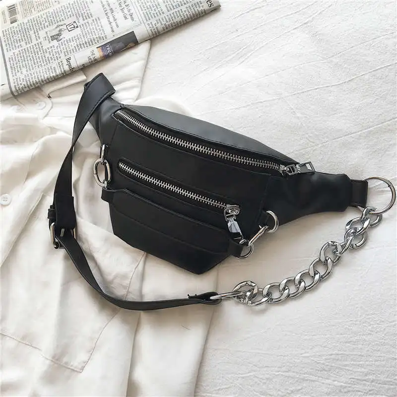 

2019 Waist Bum Bag Women Waist Fanny Packs Women's Belt Bag Luxury Leather Chest Handbag Black Color New Fashion High Quality