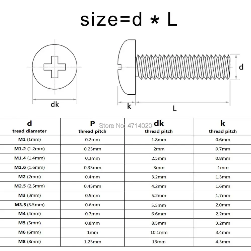 Stainless Steel Screws 50X M1 M1.2 M1.4 M1.6 M2 M2.5 M3 M4 Mini Micro