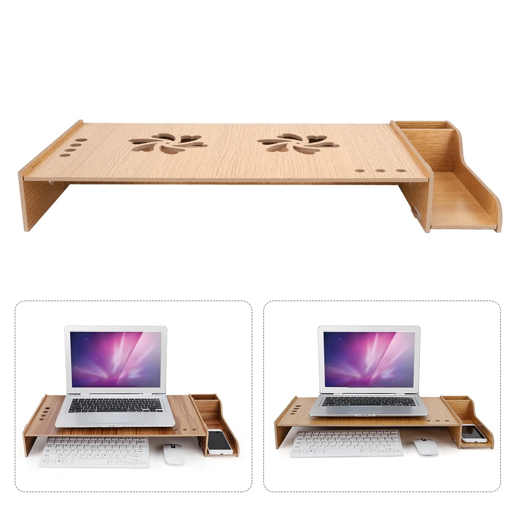 DIY офисный настольный монитор стояк стол Коробка для хранения деревянная стойка ПК ноутбук подставка органайзер для ноутбука