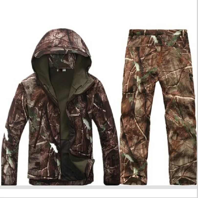 

Tactical Softshell Hunting Sets Mens Winter outdoor Sport Waterproof Breathable Hunting Fishing Bionic camouflage Jackets