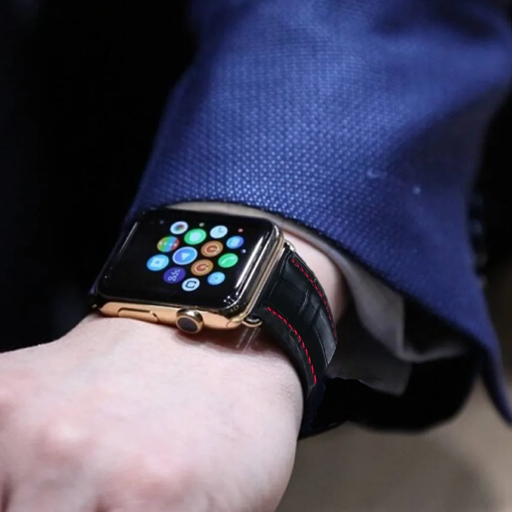 44mm Watch Band For Apple Watch 4 Wrist Bracelet Folding Buckle Genuine Leather Strap For Apple Watch Series 1 2 3 44mm Watch Band For Apple Watch 4 Wrist Bracelet Folding Buckle Genuine Leather Strap For Apple Watch Series 1 2 3