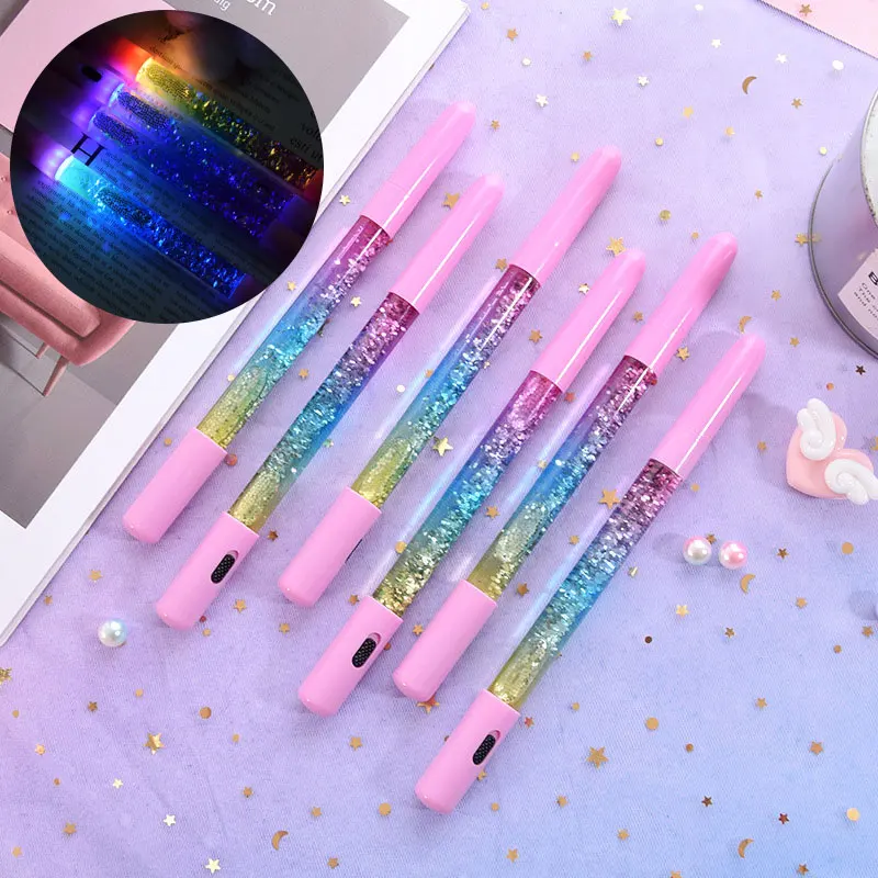

Newest Crystal Drift Sand Glitter Gel Pen Creative Colorful Flash Light Pens For Writing Girls Gift School Suppleis Stationery